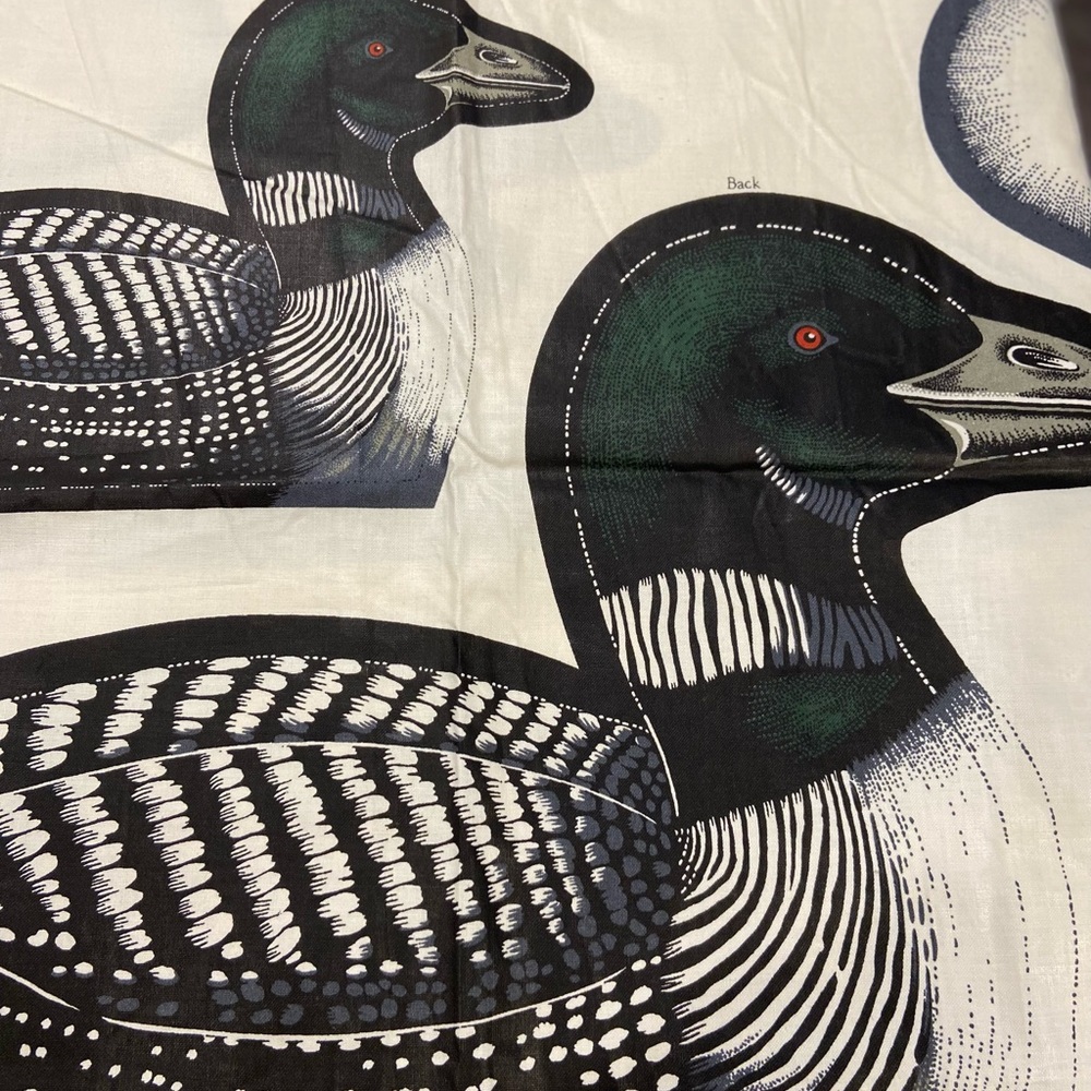 Loons. Printed fabric for 3D construction. pattern with instructions printed